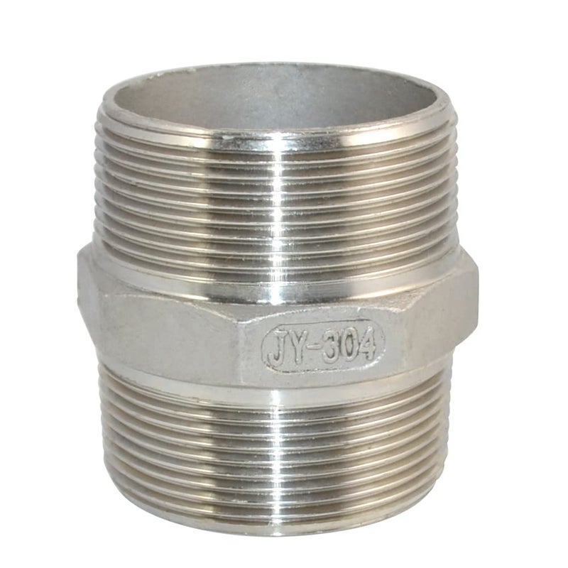 DAN SPEED Hex Nipple 2" Male x 2" Male 304 Stainless Steel threaded Pipe Fitting NPT (2 inch) - Image 2